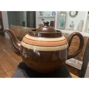 Vintage ALB Alcock Lindley Bloor Striped Brown Betty Teapot England